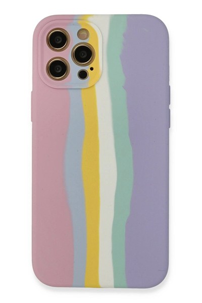 Mey İthalat®  iPhone 12 Pro Max Kılıf Ebruli Lansman Silikon - Pembe-Lila