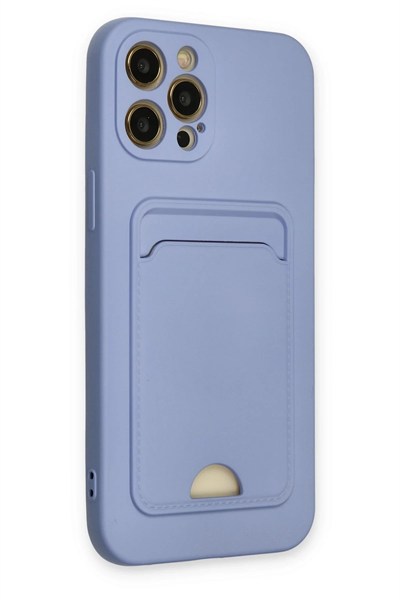 Mey İthalat®  iPhone 12 Pro Max Kılıf Kelvin Kartvizitli Silikon - Lila