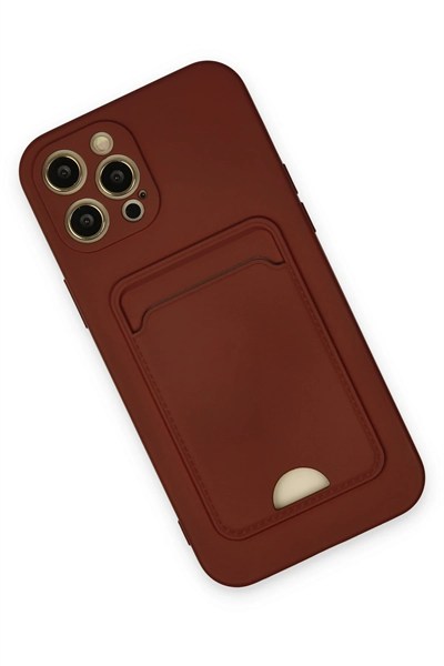 Mey İthalat®  iPhone 12 Pro Max Kılıf Kelvin Kartvizitli Silikon - Bordo