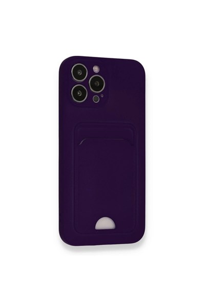 Mey İthalat®  iPhone 12 Pro Max Kılıf Kelvin Kartvizitli Silikon - Derin Mor