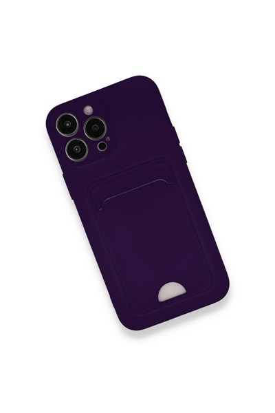 Mey İthalat®  iPhone 12 Pro Max Kılıf Kelvin Kartvizitli Silikon - Derin Mor