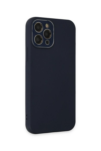 Mey İthalat®  iPhone 12 Pro Max Kılıf Lansman Glass Kapak - Lacivert