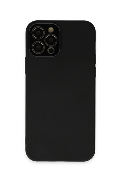 Mey İthalat®  iPhone 12 Pro Max Kılıf Lansman Glass Kapak - Siyah