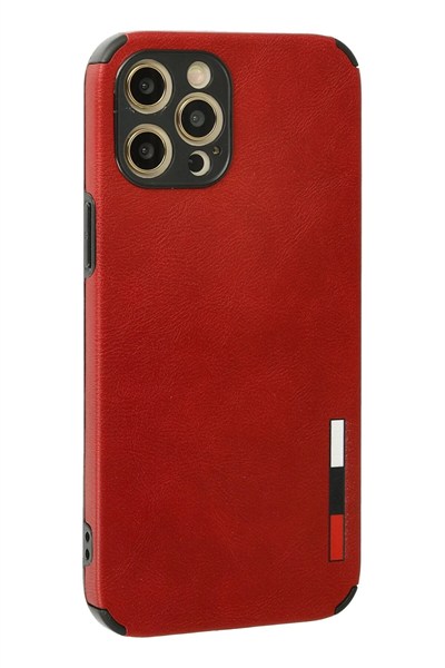 Mey İthalat®  iPhone 12 Pro Max Kılıf Loop Deri Silikon - Kırmızı