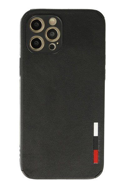 Mey İthalat®  iPhone 12 Pro Max Kılıf Loop Deri Silikon - Siyah