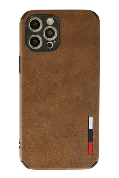 Mey İthalat®  iPhone 12 Pro Max Kılıf Loop Deri Silikon - Kahverengi