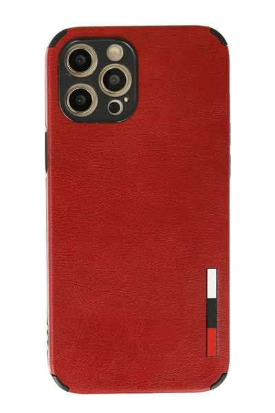 Mey İthalat®  iPhone 12 Pro Max Kılıf Loop Deri Silikon - Kırmızı
