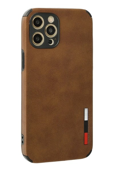 Mey İthalat®  iPhone 12 Pro Max Kılıf Loop Deri Silikon - Kahverengi