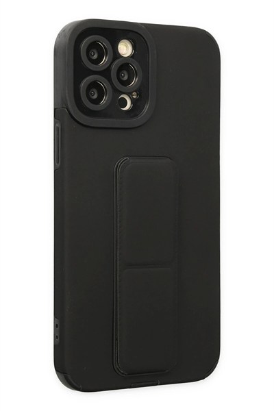 Mey İthalat®  iPhone 12 Pro Max Kılıf Mega Standlı Silikon - Siyah