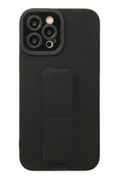 Mey İthalat®  iPhone 12 Pro Max Kılıf Mega Standlı Silikon - Siyah