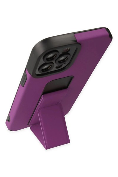 Mey İthalat®  iPhone 12 Pro Max Kılıf Mega Standlı Silikon - Mor