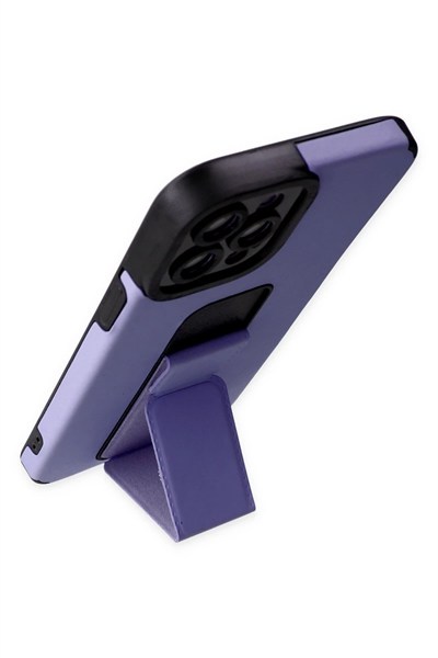 Mey İthalat®  iPhone 12 Pro Max Kılıf Mega Standlı Silikon - Lila