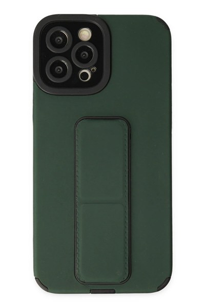 Mey İthalat®  iPhone 12 Pro Max Kılıf Mega Standlı Silikon - Yeşil