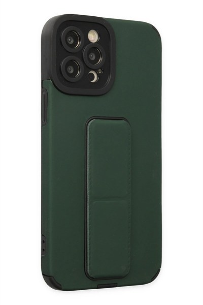 Mey İthalat®  iPhone 12 Pro Max Kılıf Mega Standlı Silikon - Yeşil