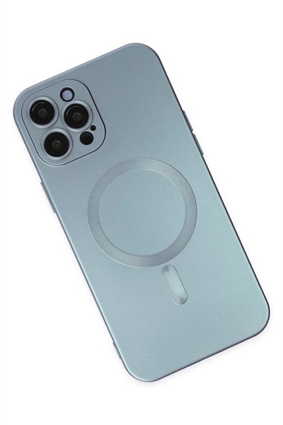 Mey İthalat®  iPhone 12 Pro Max Kılıf Moshi Lens Magneticsafe Silikon - Sierra Blue