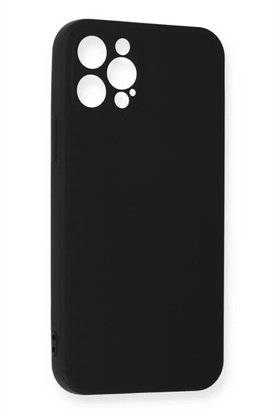 Mey İthalat®  iPhone 12 Pro Max Kılıf Nano içi Kadife Silikon - Siyah