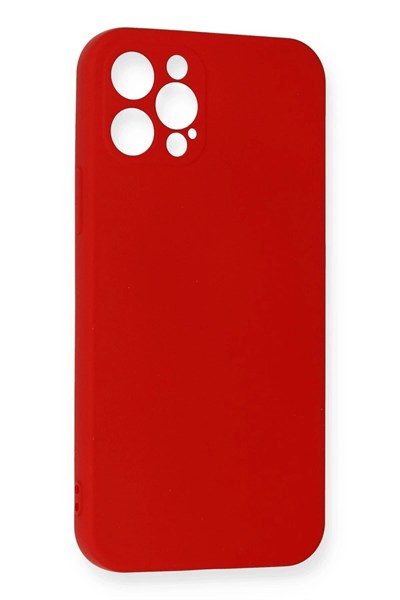 Mey İthalat®  iPhone 12 Pro Max Kılıf Nano içi Kadife Silikon - Kırmızı