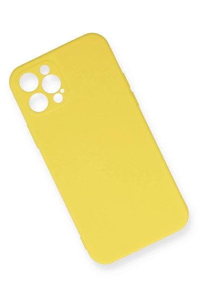 Mey İthalat®  iPhone 12 Pro Max Kılıf Nano içi Kadife Silikon - Sarı