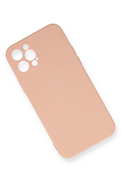 Mey İthalat®  iPhone 12 Pro Max Kılıf Nano içi Kadife Silikon - Pudra