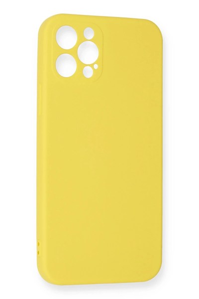 Mey İthalat®  iPhone 12 Pro Max Kılıf Nano içi Kadife Silikon - Sarı