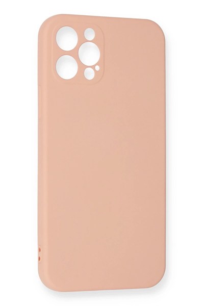 Mey İthalat®  iPhone 12 Pro Max Kılıf Nano içi Kadife Silikon - Pudra