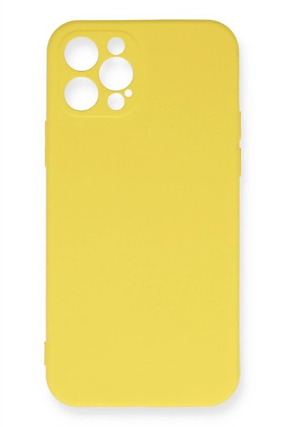 Mey İthalat®  iPhone 12 Pro Max Kılıf Nano içi Kadife Silikon - Sarı