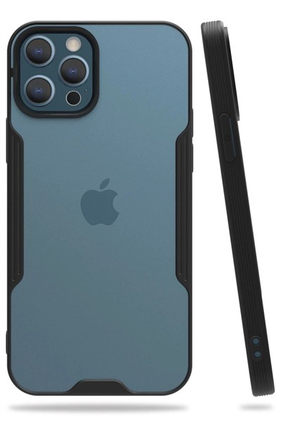 Mey İthalat®  iPhone 12 Pro Max Kılıf Platin Silikon - Siyah