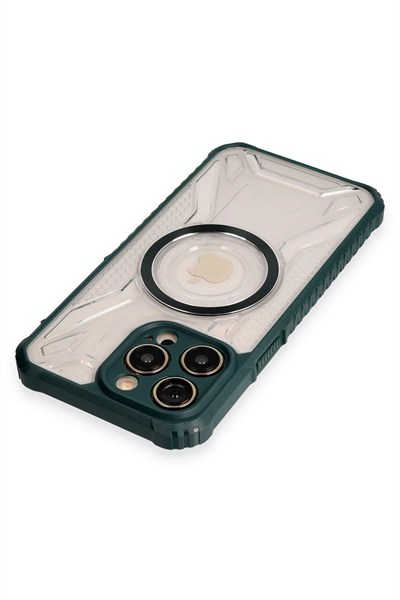 Mey İthalat®  iPhone 12 Pro Max Kılıf Prag Magneticsafe Kapak - Koyu Yeşil
