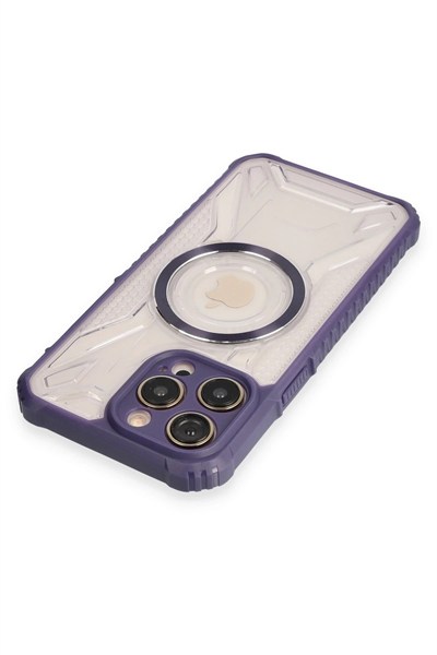 Mey İthalat®  iPhone 12 Pro Max Kılıf Prag Magneticsafe Kapak - Derin Mor