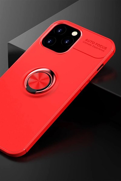 Mey İthalat®  iPhone 12 Pro Max Kılıf Range Yüzüklü Silikon - Kırmızı