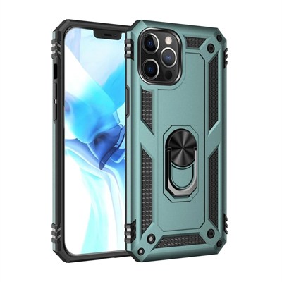 Mey İthalat®  iPhone 12 Pro Max Kılıf Sofya Yüzüklü Silikon Kapak - Yeşil