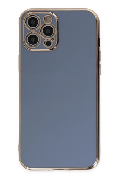 Mey İthalat®  iPhone 12 Pro Max Kılıf Volet Silikon - Mavi