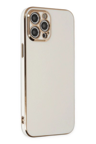 Mey İthalat®  iPhone 12 Pro Max Kılıf Volet Silikon - Beyaz