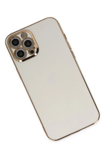 Mey İthalat®  iPhone 12 Pro Max Kılıf Volet Silikon - Beyaz
