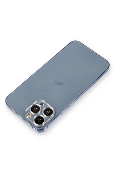 Mey İthalat®  iPhone 12 Pro Max Metal Kamera Lens Koruma Cam - Gümüş