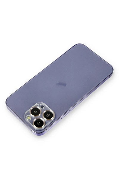 Mey İthalat®  iPhone 12 Pro Max Metal Kamera Lens Koruma Cam - Gold
