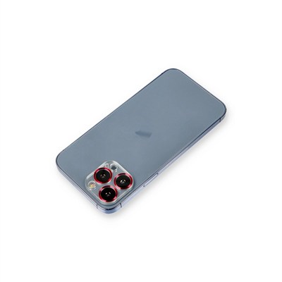 Mey İthalat®  iPhone 12 Pro Max Metal Kamera Lens Koruma Cam - Kırmızı