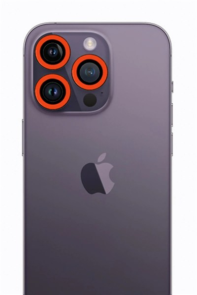 Mey İthalat®  iPhone 12 Pro Neon Fosforlu Kamera Lens - Turuncu