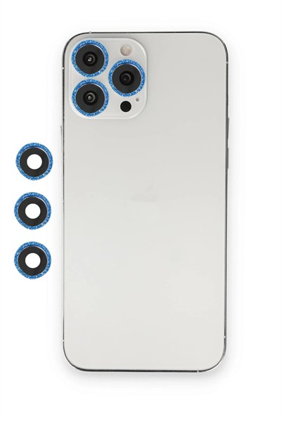Mey İthalat®  iPhone 12 Pro Shine Kamera Lens - Mavi