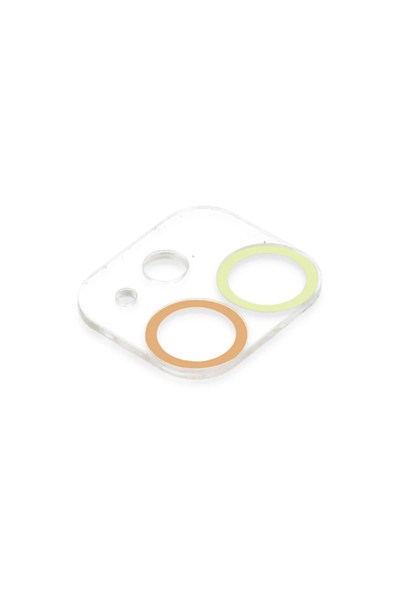 Mey İthalat®  iPhone 12 Renkli Kamera Lens Koruma Cam - Sarı-Turuncu