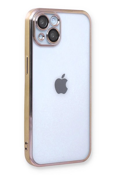 Mey İthalat®  iPhone 13 Kılıf  Lensli Silikon - Gold