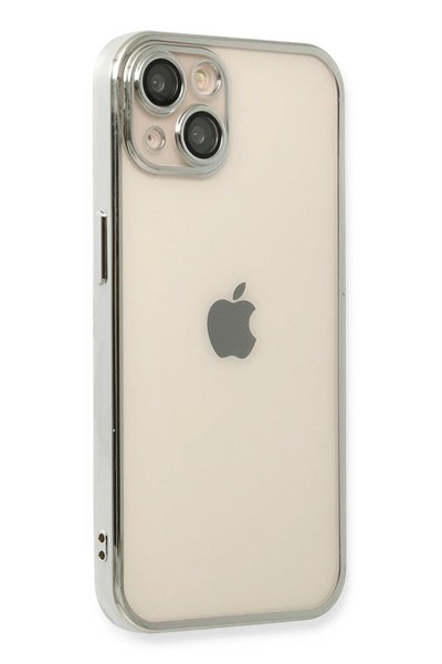Mey İthalat®  iPhone 13 Kılıf  Lensli Silikon - Gümüş