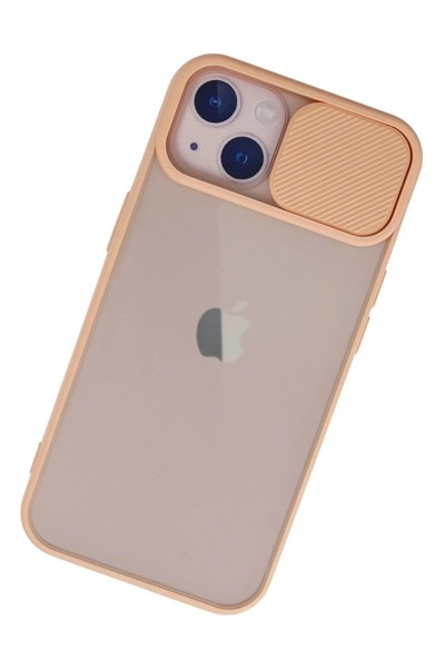 Mey İthalat®  iPhone 13 Kılıf Palm Buzlu Kamera Sürgülü Silikon - Pembe