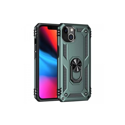 Mey İthalat®  iPhone 13 Kılıf Sofya Yüzüklü Silikon Kapak - Yeşil