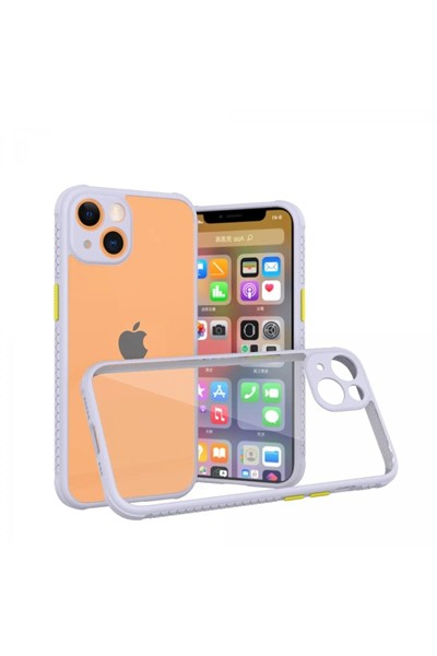 Mey İthalat®  iPhone 13 Mini Kılıf Miami Şeffaf Silikon - Lila