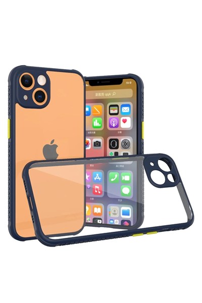 Mey İthalat®  iPhone 13 Mini Kılıf Miami Şeffaf Silikon - Lacivert