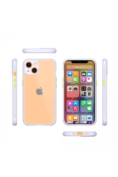Mey İthalat®  iPhone 13 Mini Kılıf Miami Şeffaf Silikon - Lila