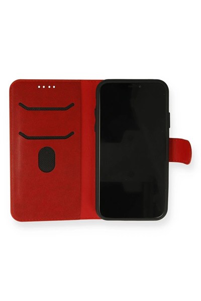 Mey İthalat®  iPhone 13 Mini Kılıf Trend S Plus Kapaklı Kılıf - Kırmızı