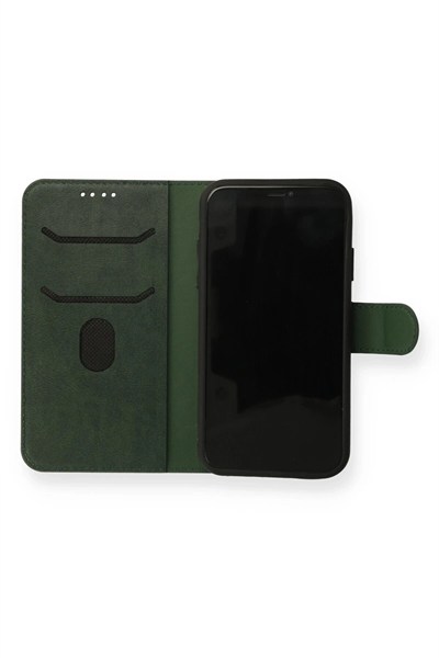 Mey İthalat®  iPhone 13 Mini Kılıf Trend S Plus Kapaklı Kılıf - Yeşil