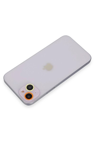 Mey İthalat®  iPhone 13 Mini Renkli Kamera Lens Koruma Cam - Sarı-Turuncu